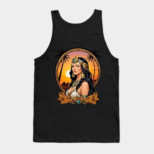 Cleopatra Queen of Egypt retro vintage floral design Tank Top